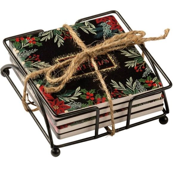 Christmas Coaster Set Holiday Decor Primitives by Kathy Home Xmas Decorations - Picture 8 of 8